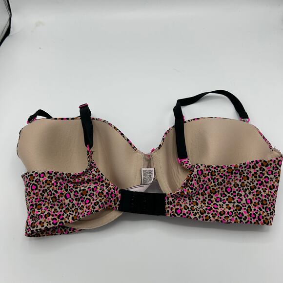 Victoria’s Secret Bra 36D Demi Leopard Print Pink Animal Push Up Underwire - Picture 8 of 11